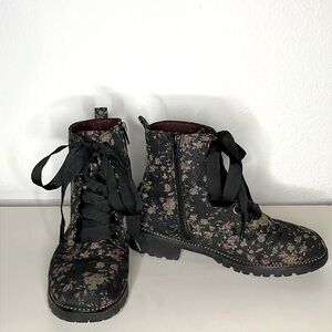 Dark Floral Black Boots